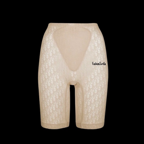 Dior Other - Vintage Christian Dior Sheer Monogram Beige Trotter Logo Girdle Biker Shorts